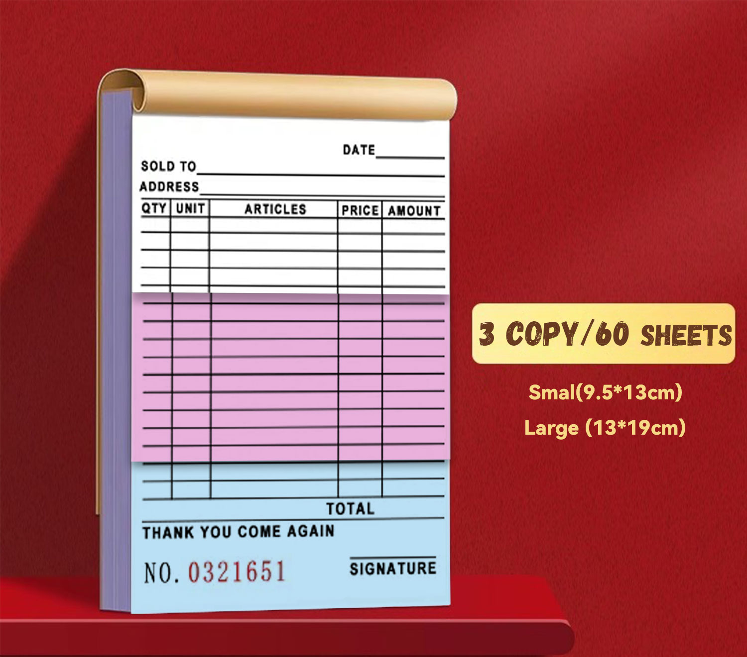 50/60 Pages(2/3Copy)Carbonized Receipt Resibo Wholesale Price,Duplicate ...