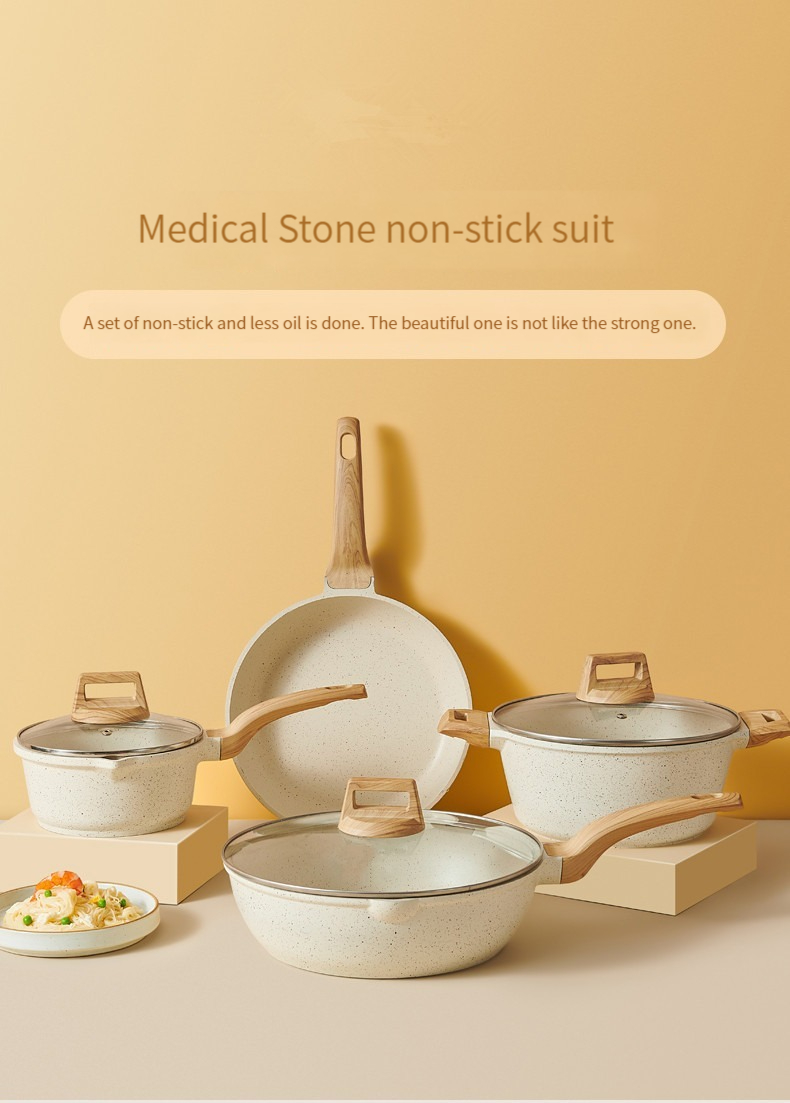 【LEUSE】Medical Stone Non-Stick Cookware Set - 5 Colors - Healthy Frying ...