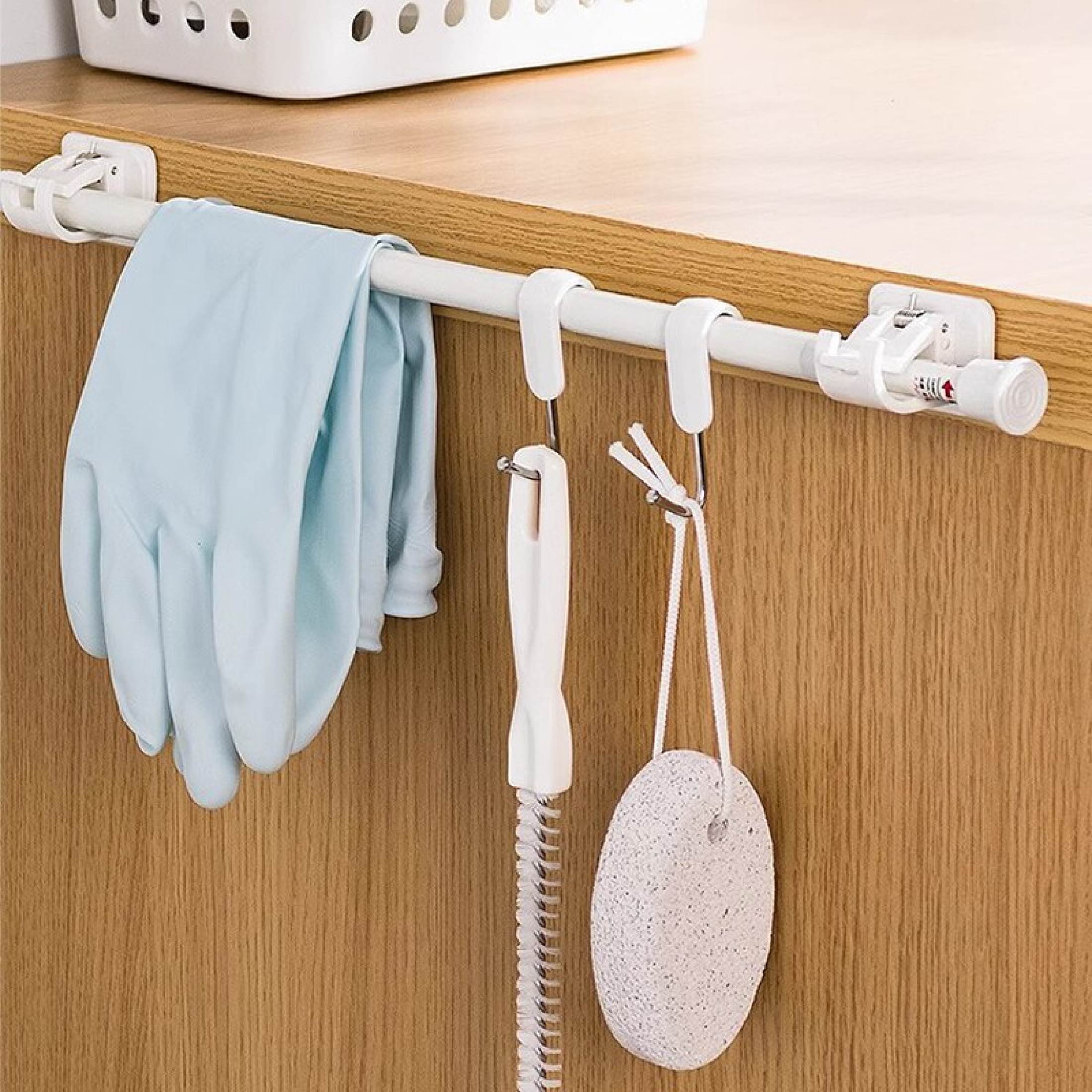 2 Pcs Curtain Rod Shelf Bracket / Nail-Free Adjustable Holders / Self ...
