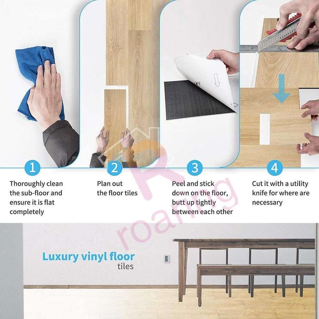 50PCS Wooden Vinyl Floor Sticker 91X15CM Self Adhesive Waterproof 2MM ...