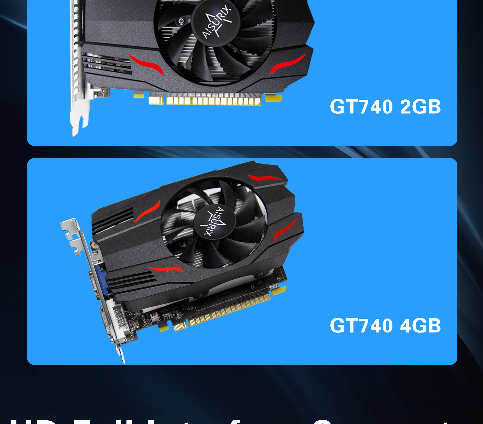 AISURIX GT730 2G SFF Graphics Card GT740 2G Gaming Office Computer GPU ...