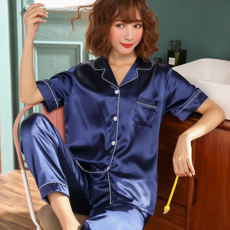 Couple Matching Set pajamas set Silk Short Sleeve Women pambahay for ...