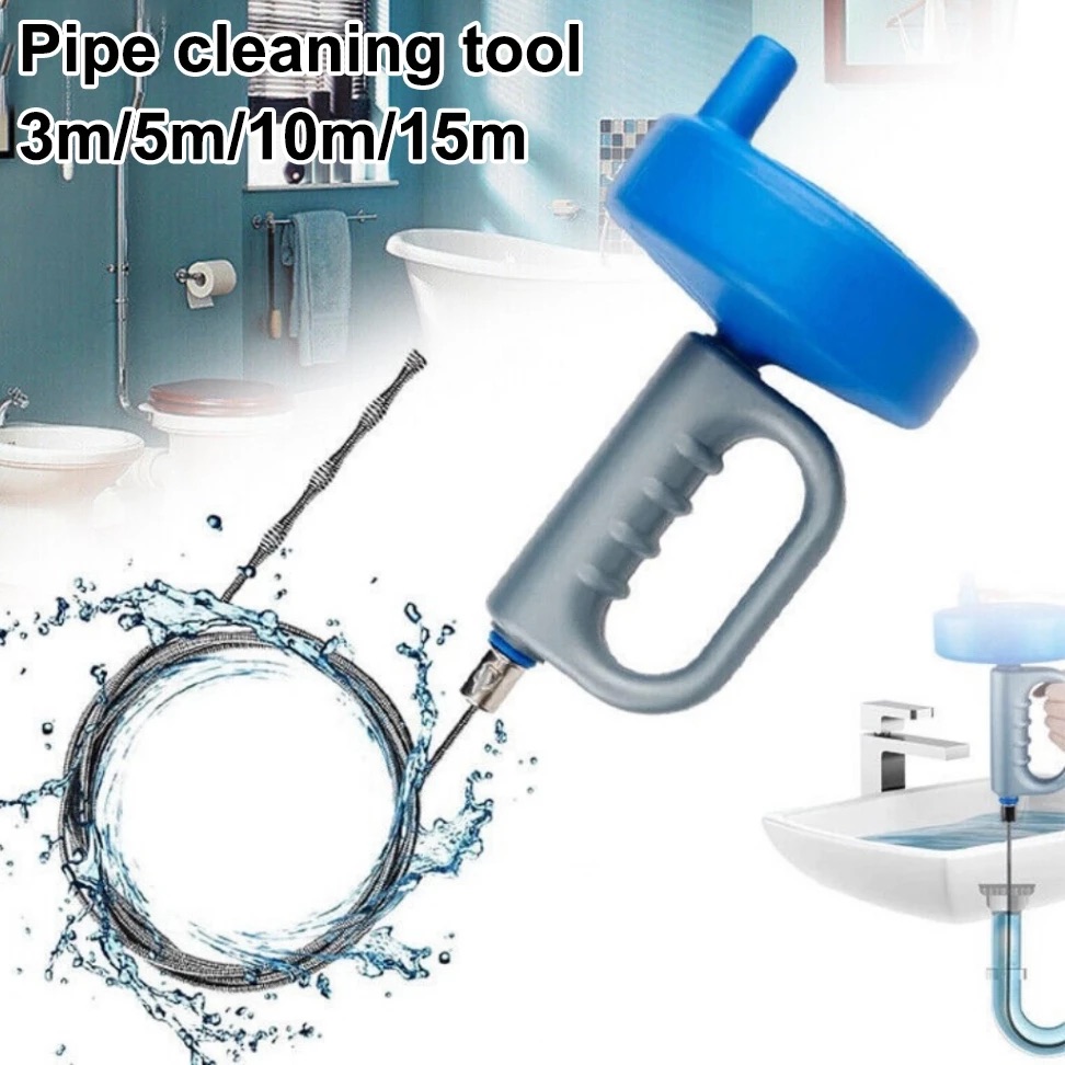 15m Steel Drain Snake Drain plug spring tools Drain cleaner clog ...