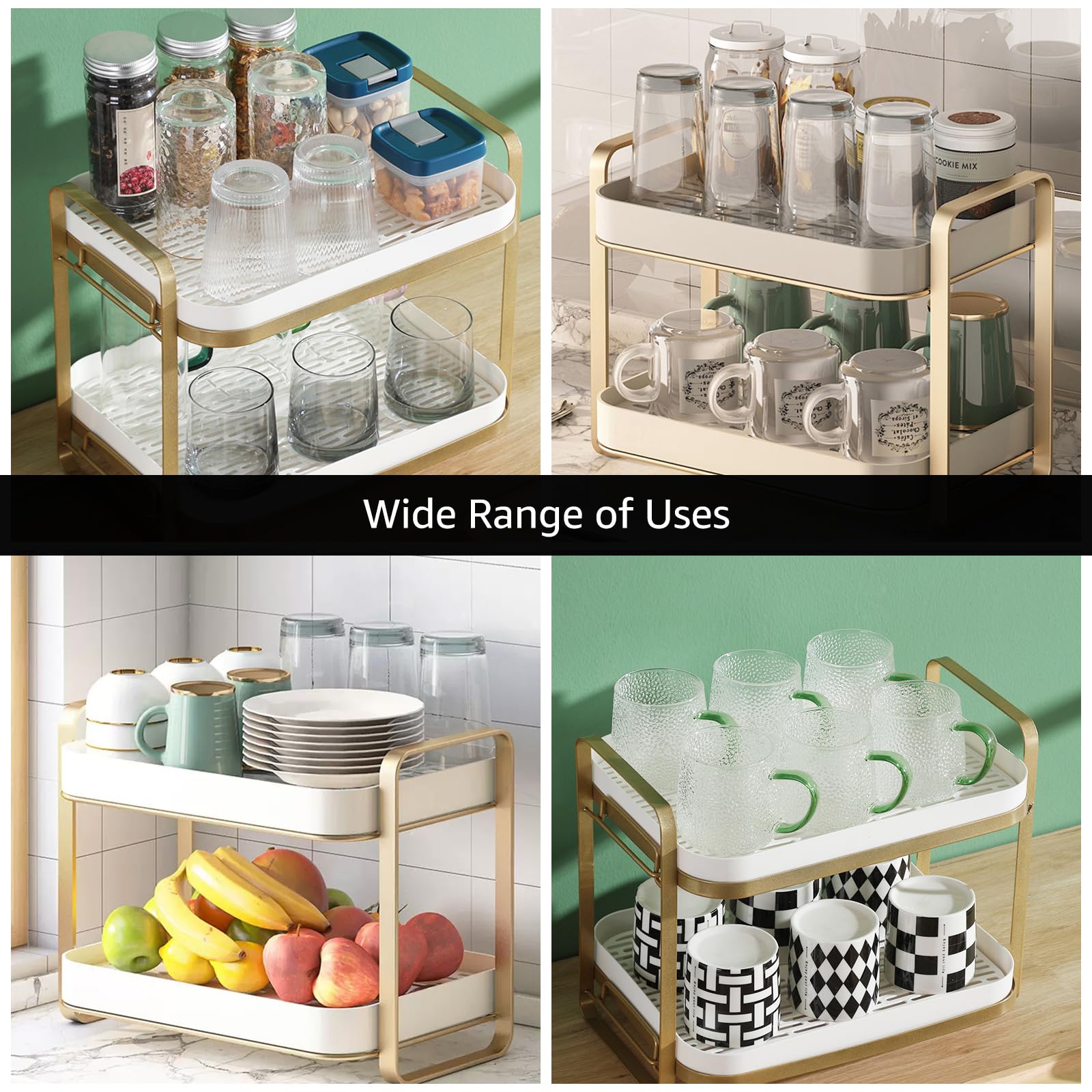 2-Tier Cup holder tea Cups Mugs Drying Rack with Removable Drain Tray ...