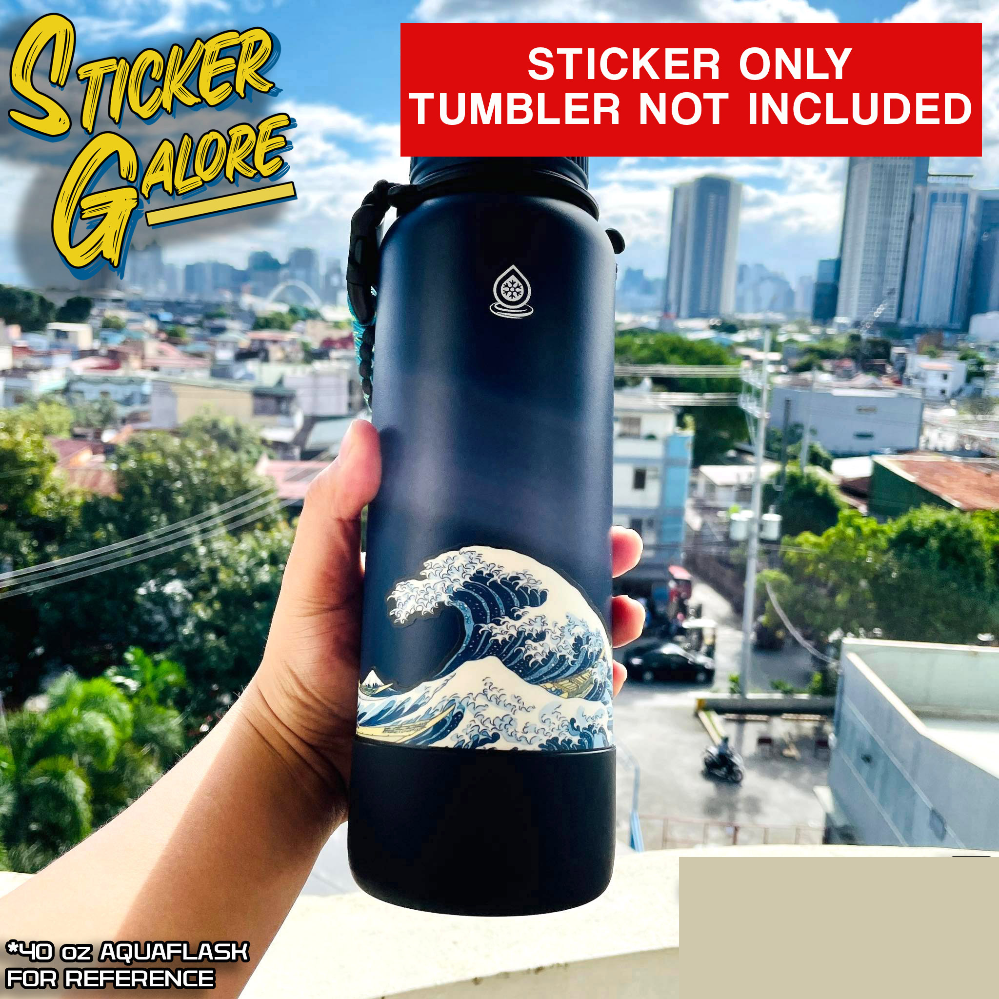 KANAGAWA WAVE INFINITY STICKER FOR AQUAFLASK (Waterproof and scratch ...