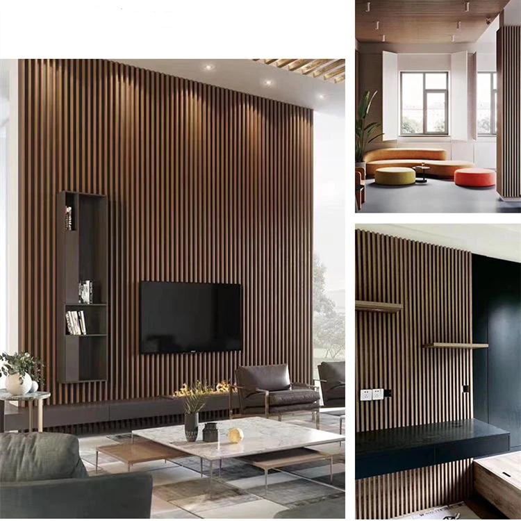 15PCS Solid Wood Panel Board PVC Grille Waterproof Design TV Background ...