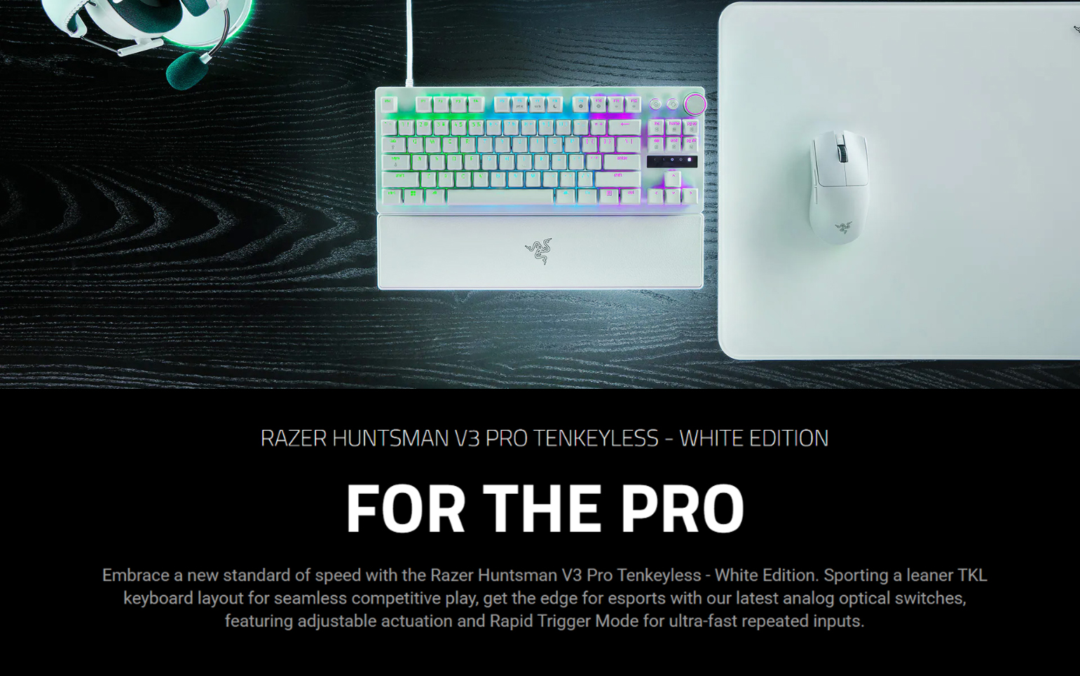 Razer Huntsman V3 Pro Tenkeyless Analog Optical Esports Keyboard White ...