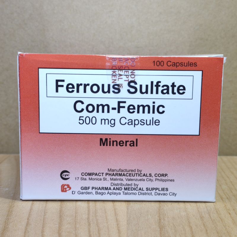 FERROUS SULFATE IRON COMFEMIC 500mg Capsule 100s | Shopee Philippines