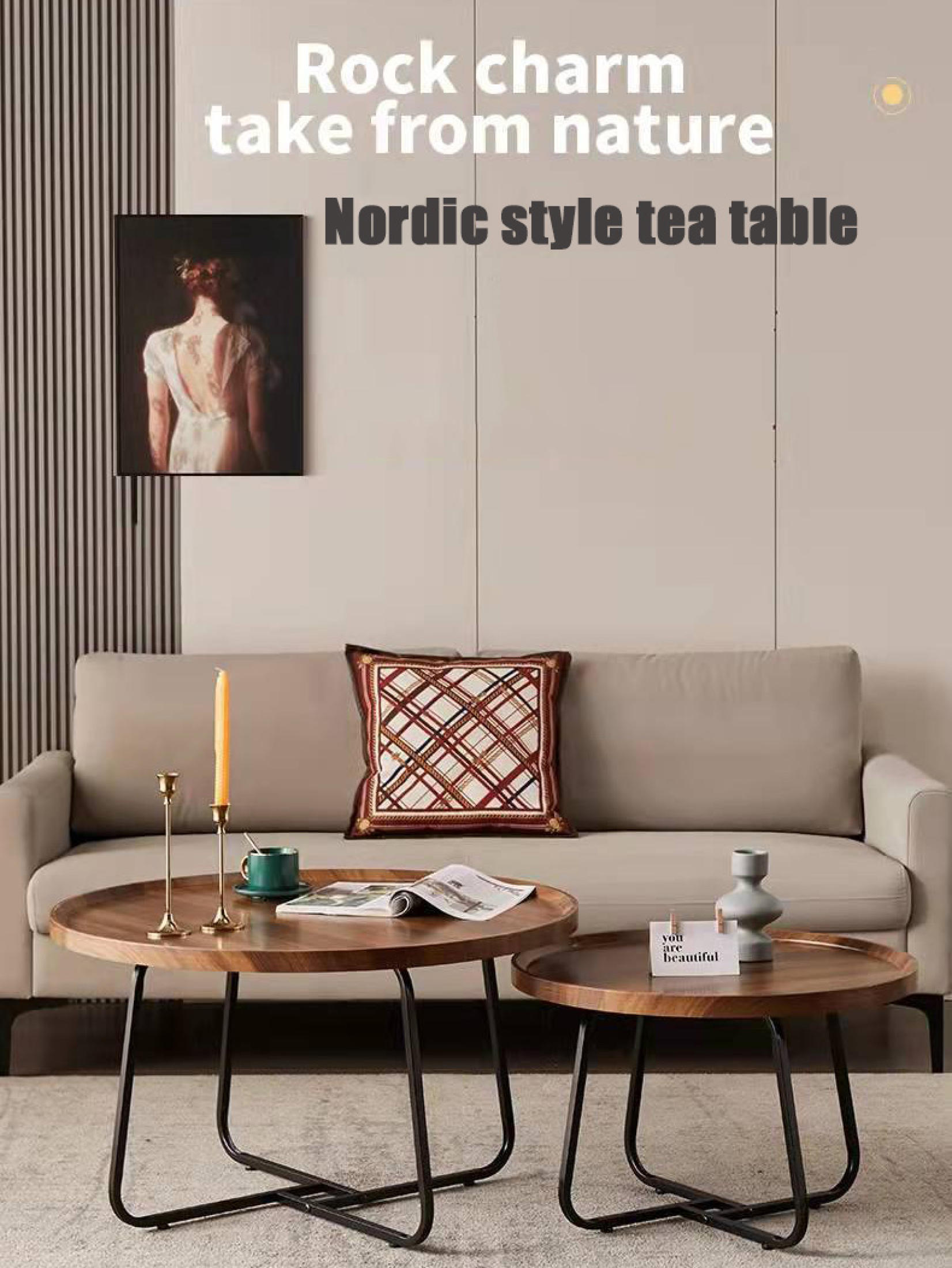 COD Nordic Style Steel Wood Tea Table Creative Small Simple Modern ...