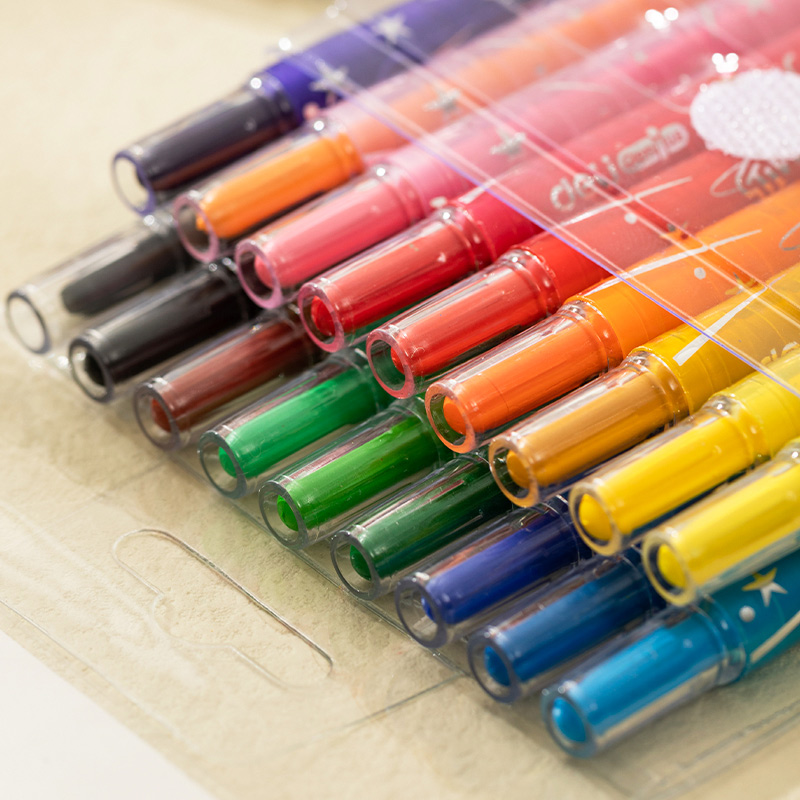 Deli 18/24Colors Rotating Crayon Rod Rotary Crayon Art Painting Pens ...