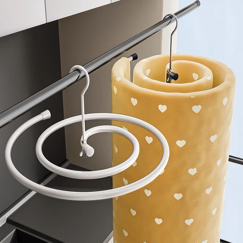 Xhope4u Spiral Laundry Hanger – 2.2m Stainless Steel Quilt & Sheet Drying Rack, Space-Saving Vertical Storage