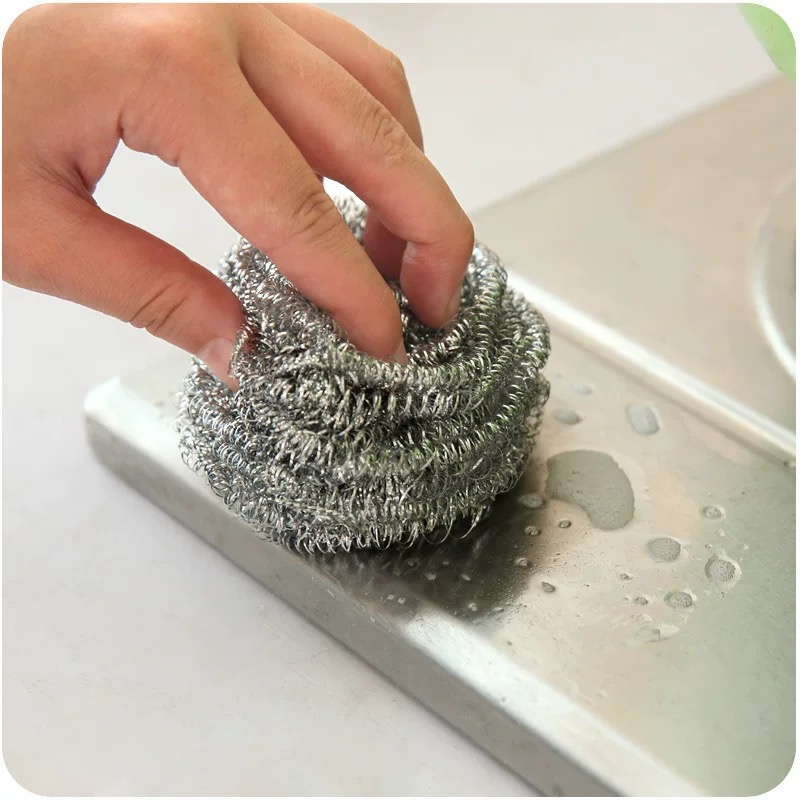 4 Pcs Metal Scouring Pad Scourer Sponge Stainless Steel Scrubber ...