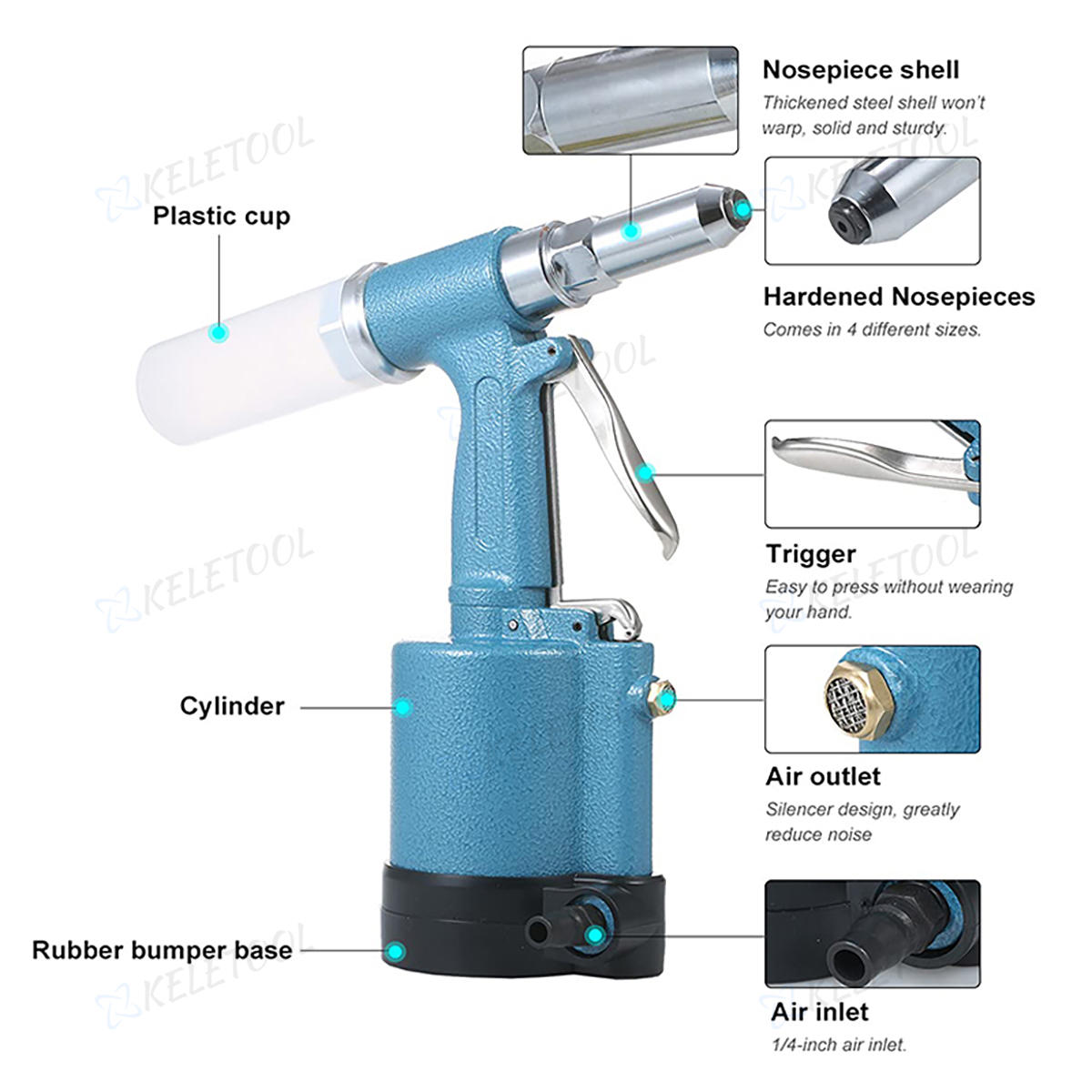 Air Hydraulic Riveter Heavy Duty Blind Rivet Gun pop-up Pneumatic ...