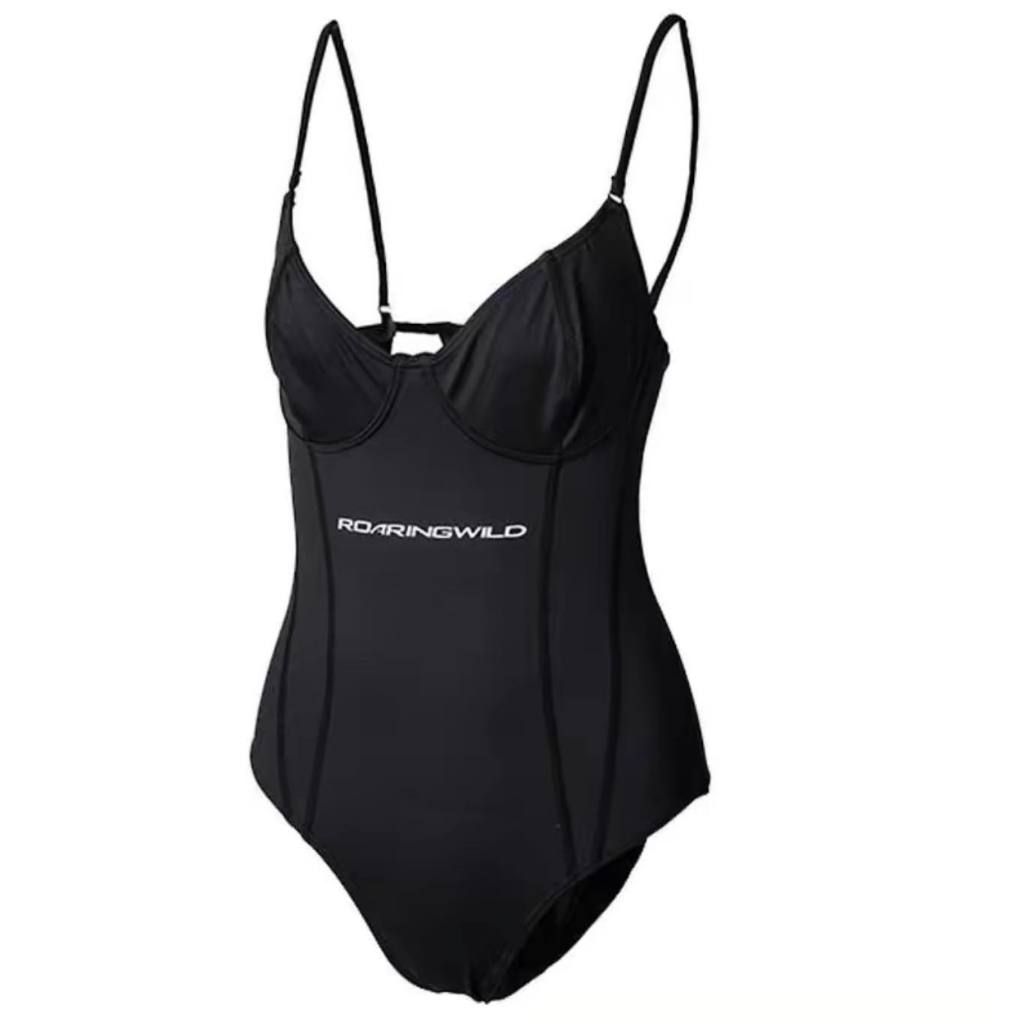 CHIMERA New Plain Backless Suspender Style One-Piece Rashguard Swimwear ...