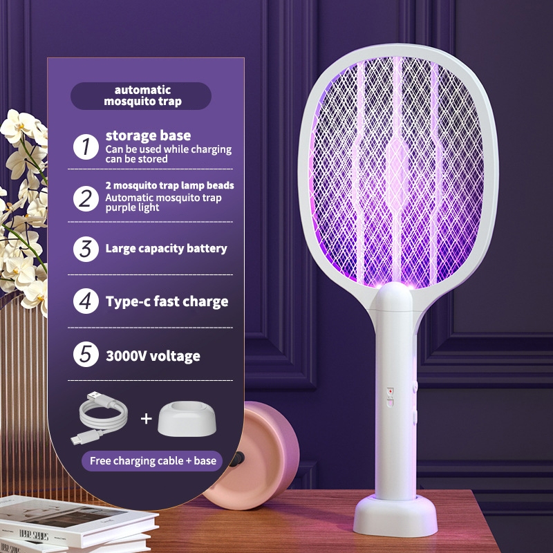 2-in-1 Electric Mosquito Killer Racket 3000V High Voltage Mosquito ...