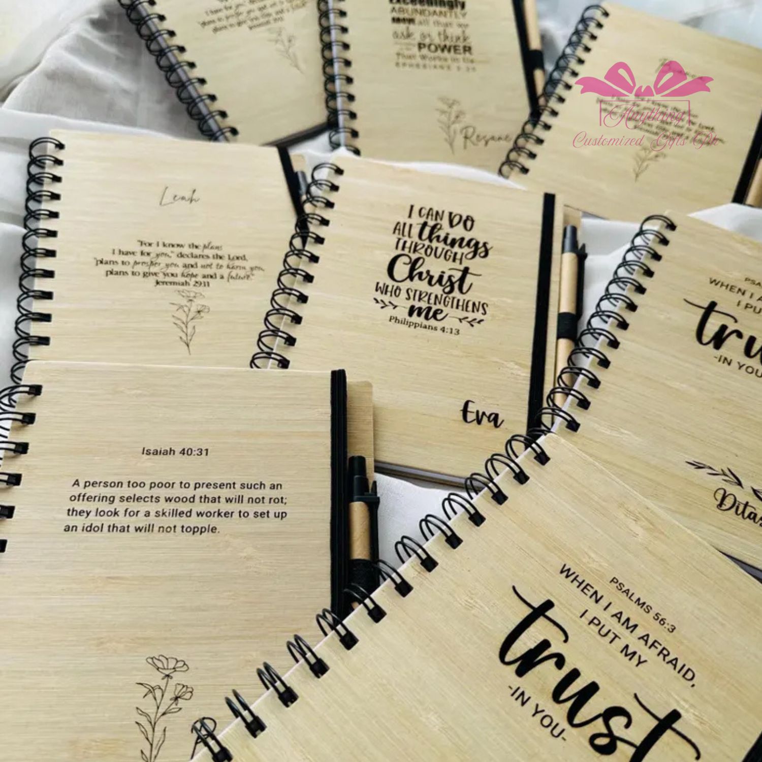 Personalized Bamboo Notebook with Pen - Custom Laser Engraved ...