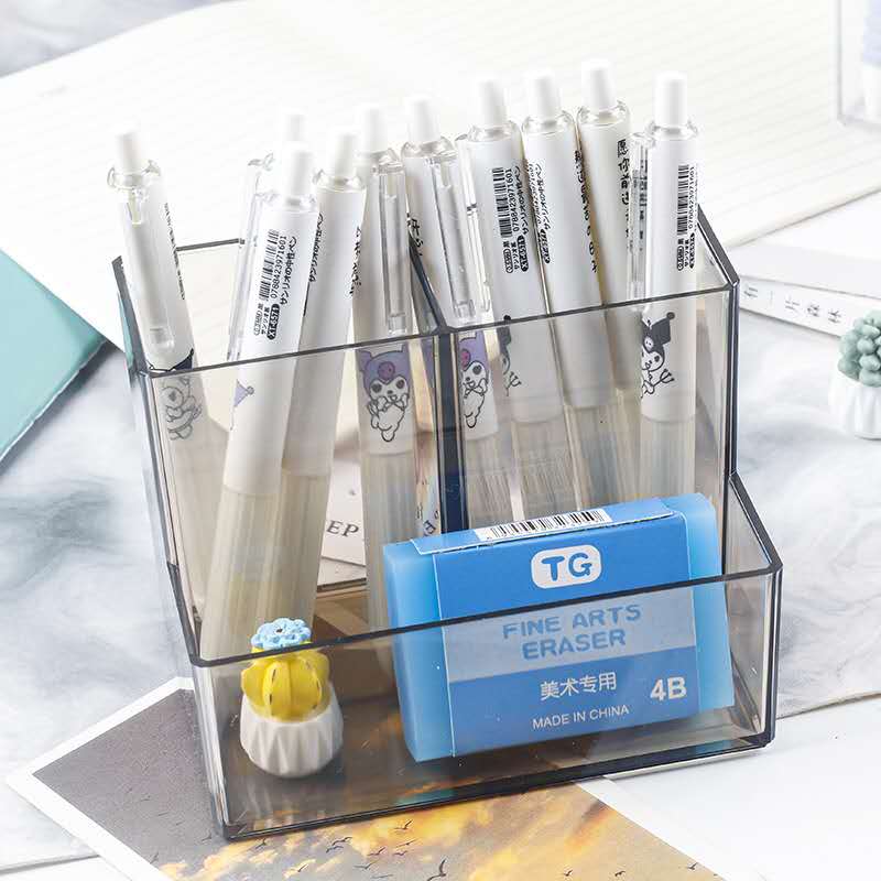 3-in-1 Clear Acrylic Pen Holder, Square Stationery Storage Rack, Large ...
