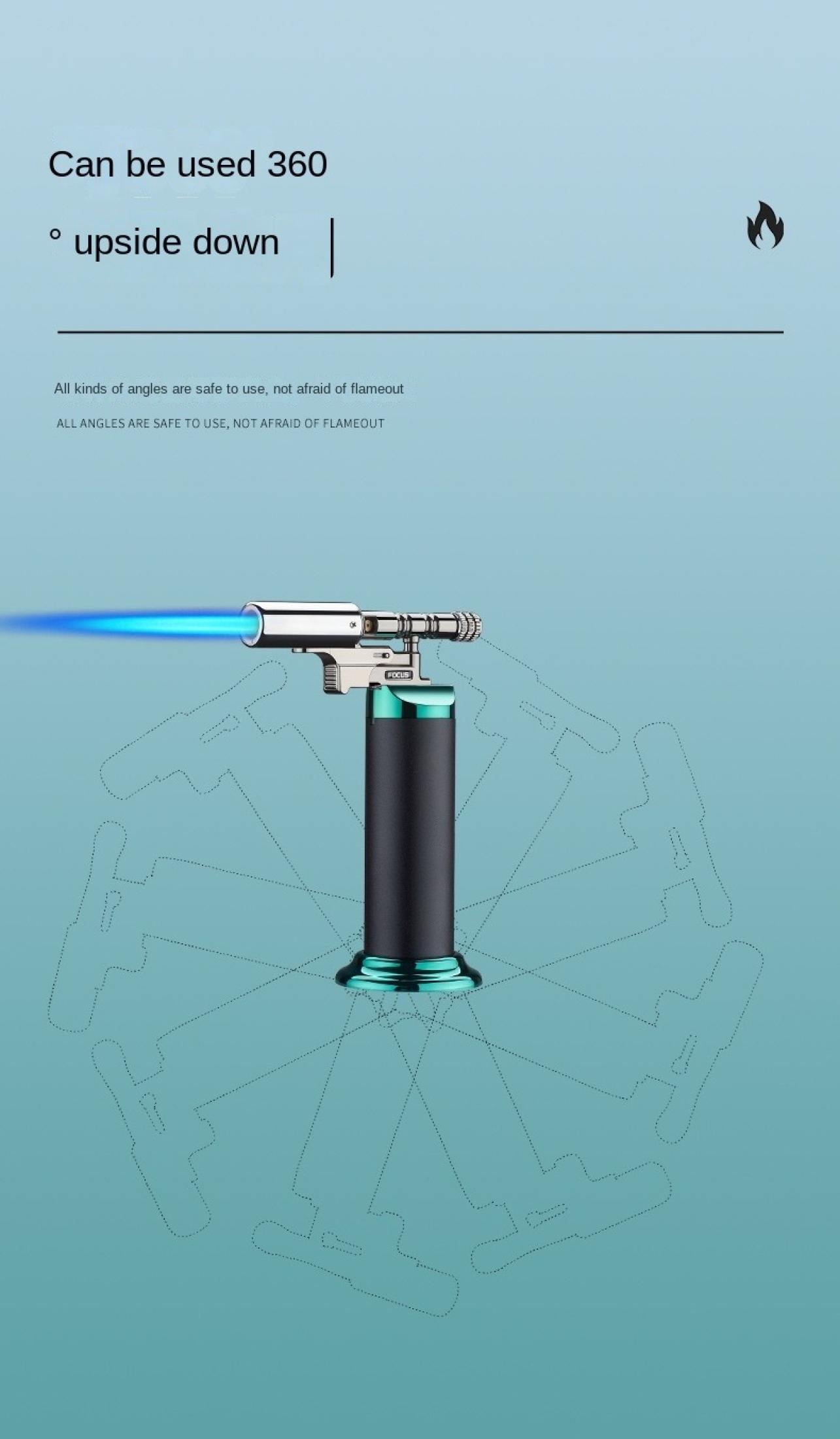 Outdoor barbecue windproof blue flame long firing gun igniter welding ...