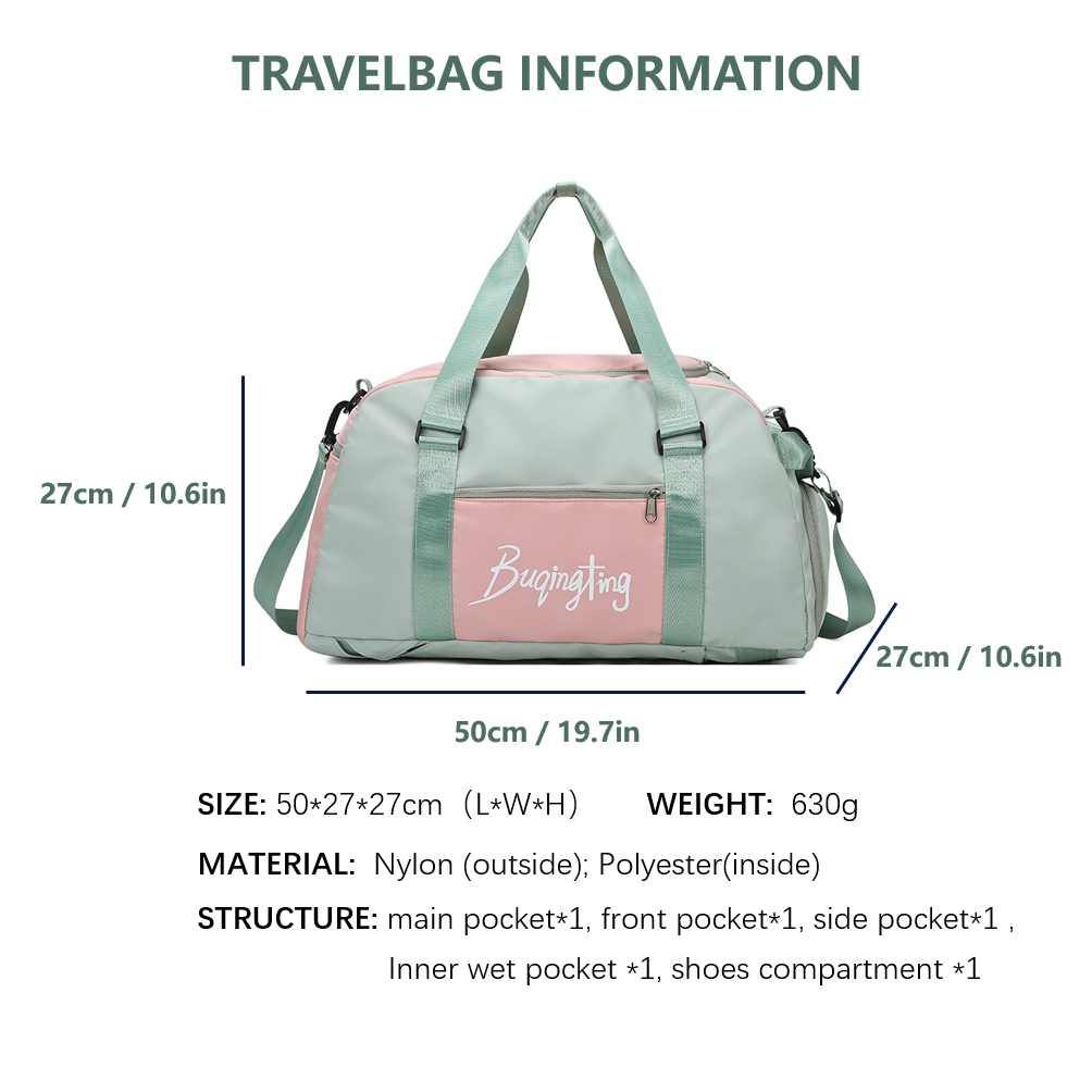 Large Capacity Travel Duffel Bag for Women Gym Backpack with Shoe ...
