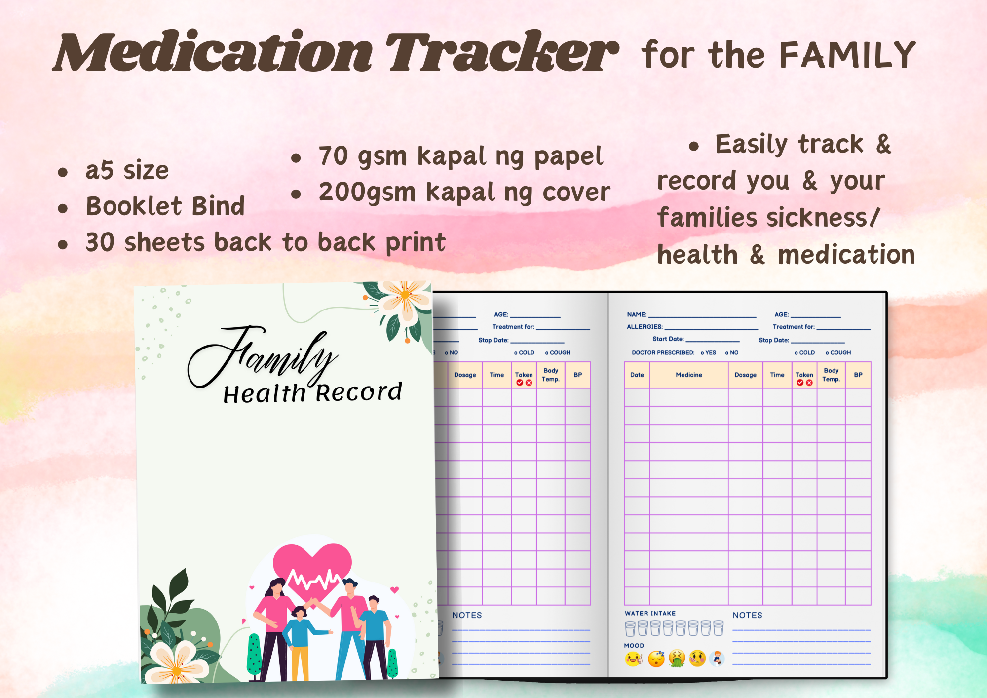 MEDICINE NOTEBOOK MEDICATION RECORD TRACKER FOR FAMILY A5 SIZE Shopee