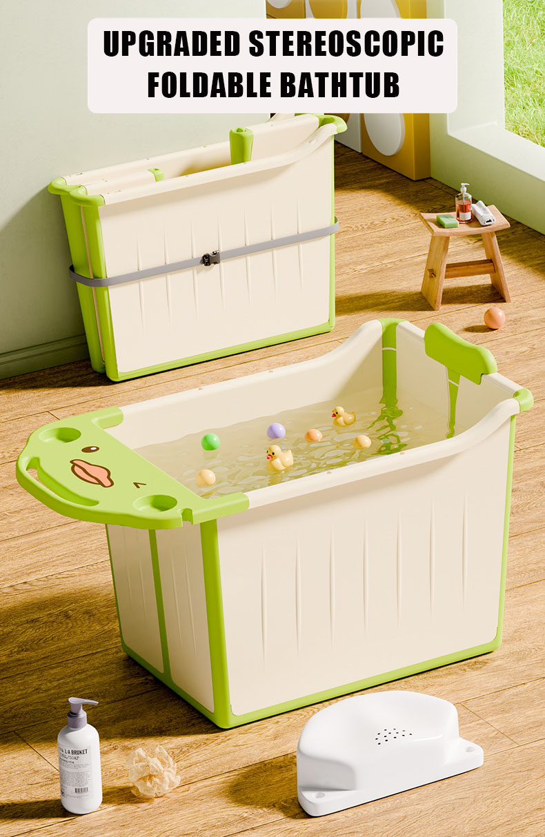 Baby Bath Tub Set Foldable Bathtub With Drainage Hole Stool Shower Bath ...
