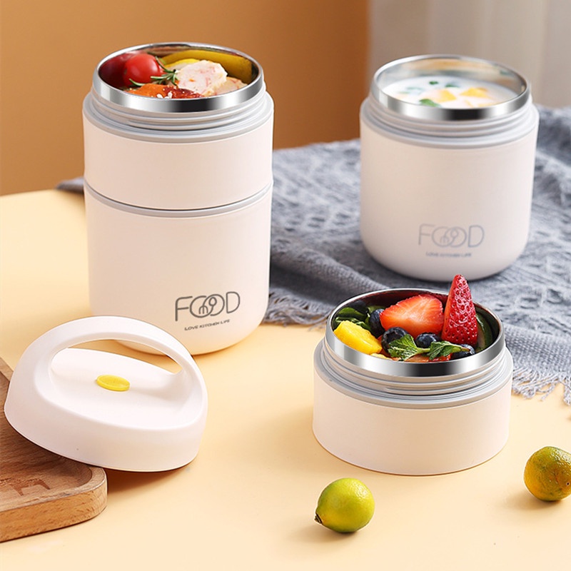 2 Layer Soup Lunch Box Stainless with Bag Thermal 304 Stainless Steel ...