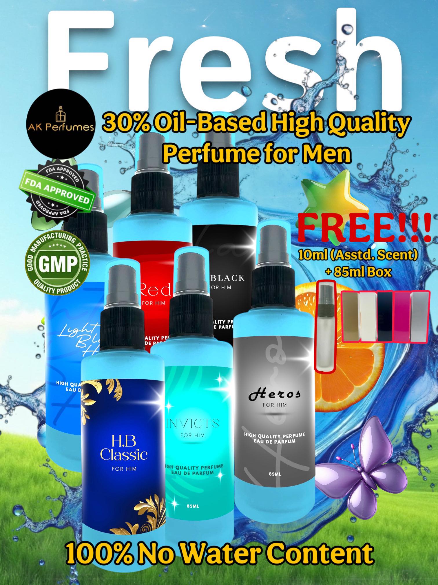 MEN BEST QUALITY PERFUME 85ml 30% Oil-Based FDA APPROVED + FREE 10ml ...
