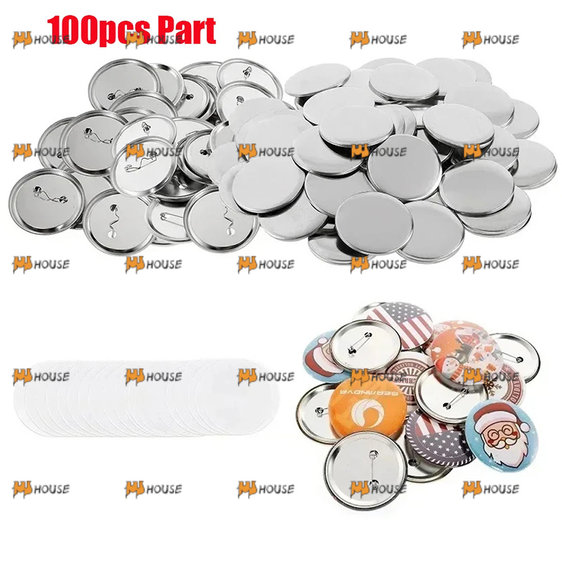 COD 100Pcs 25/32/37/44/58mm Metal back DIY Badge Button Pins Blank Raw ...