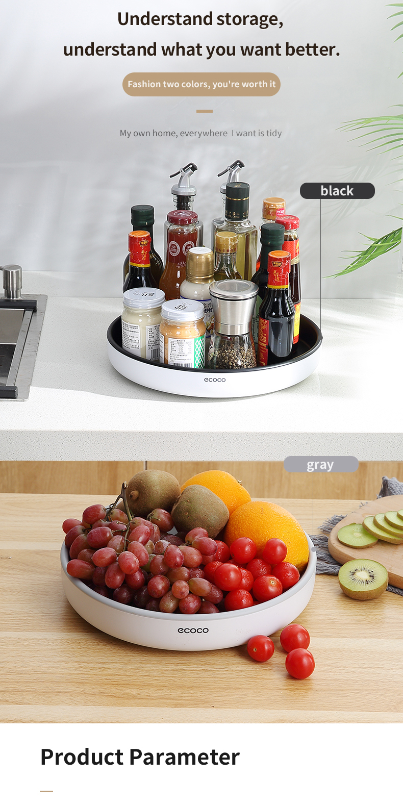 Ecoco Rotating Spice Rack Organizer Tray for Kitchen Cabinet Pantry ...