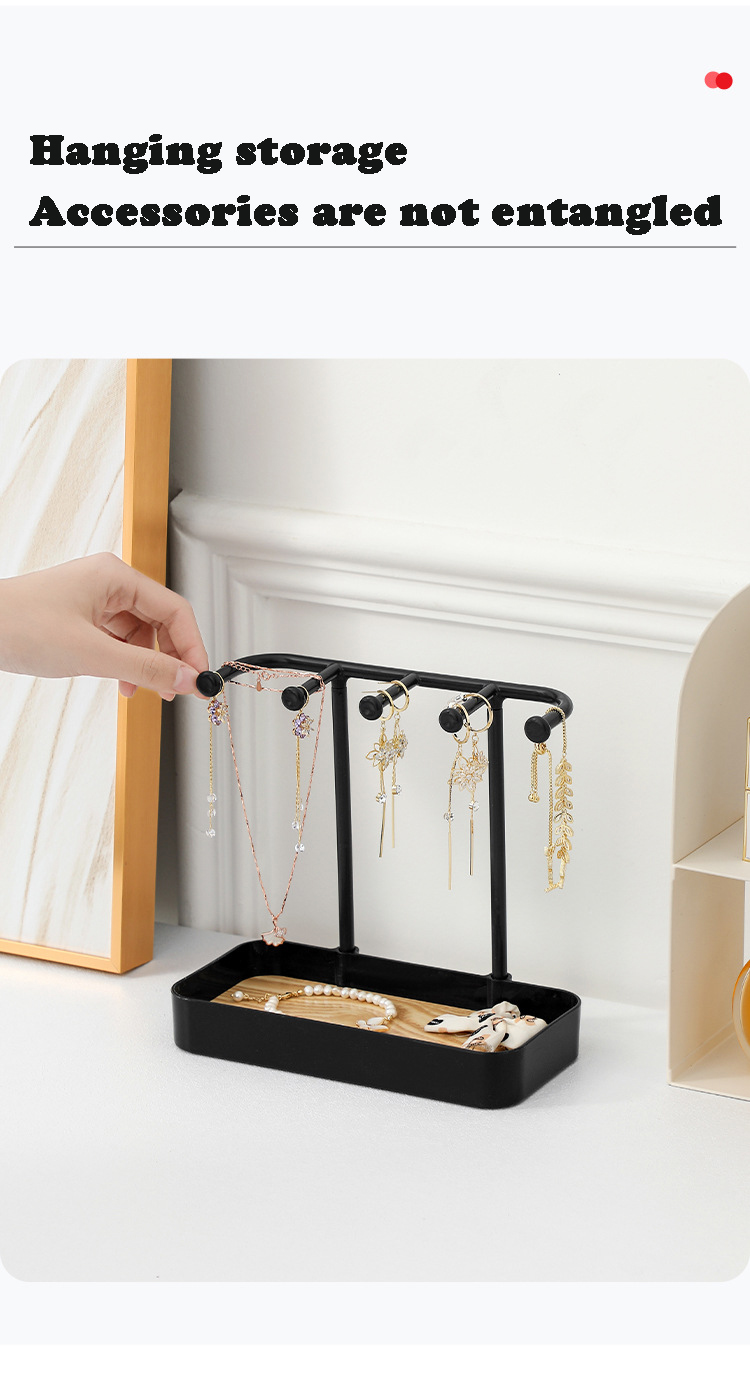 1PC Wooden Jewelry Rack Organizer Storage 5 Hook Jewelry Display Rack ...