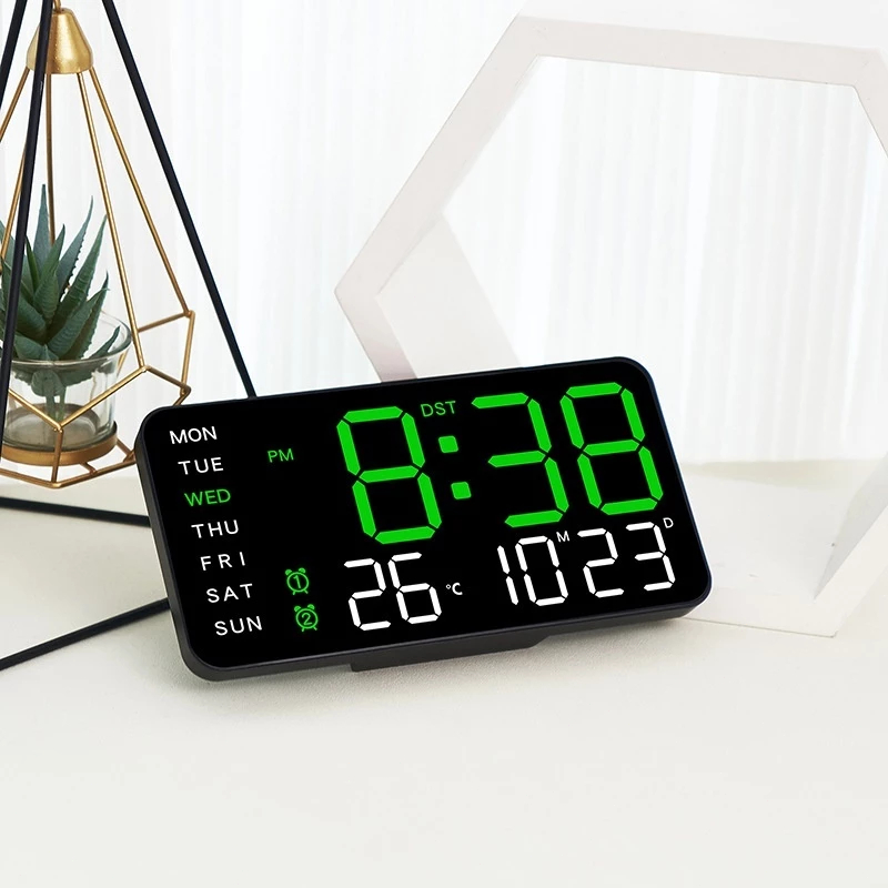 2025 Large Digital Wall Clock Temp Date Week Display USB Table Clock ...