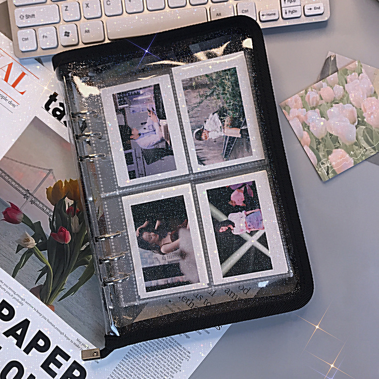 Zipper Binder A5/A6 Flash Transparent Binder Zipper K-pop Photo Card ...