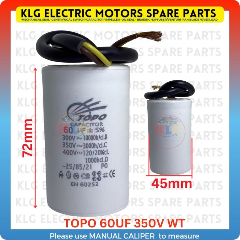 Topo running capacitor 350vac 16uf 30uf 35uf 40uf 45uf 50uf 60uf wire ...
