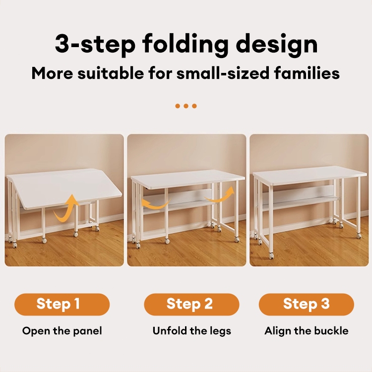 Mobile Folding Table Double-Layer Office Table Study Writing Table with ...