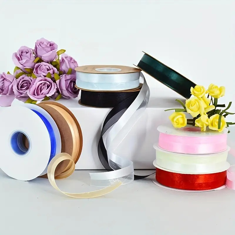 2.5cm(25 yards/roll) Half Satin Ribbon Sheer Satin Ribbon Bouquets Gift ...