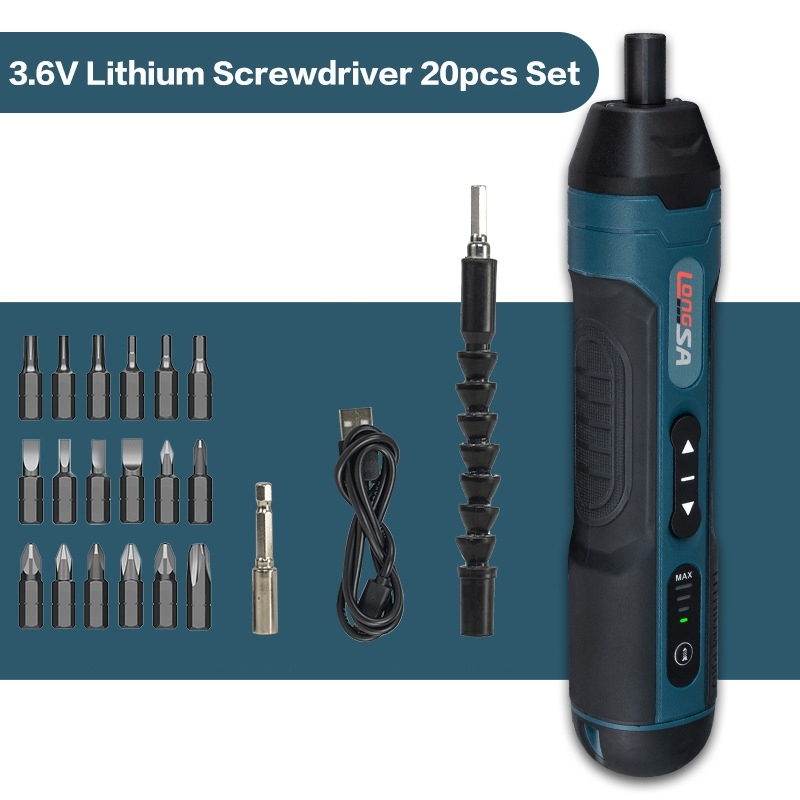 1300MAH Rechargeable Cordless Electric Screwdriver Set 3.6V Power ...