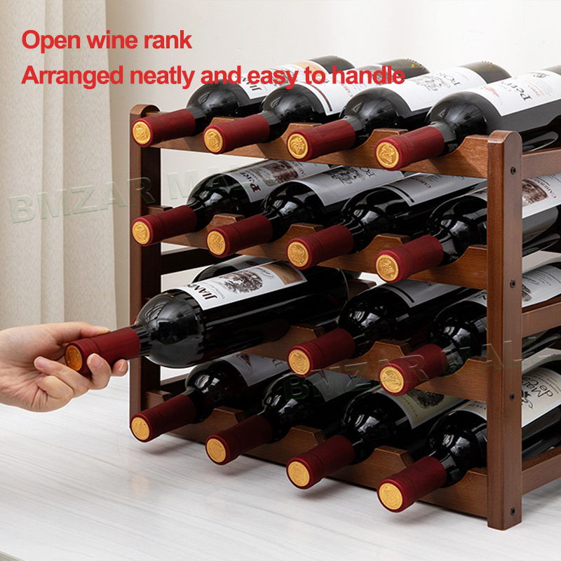 Red wine rack solid wood household small desktop red wine rack light ...