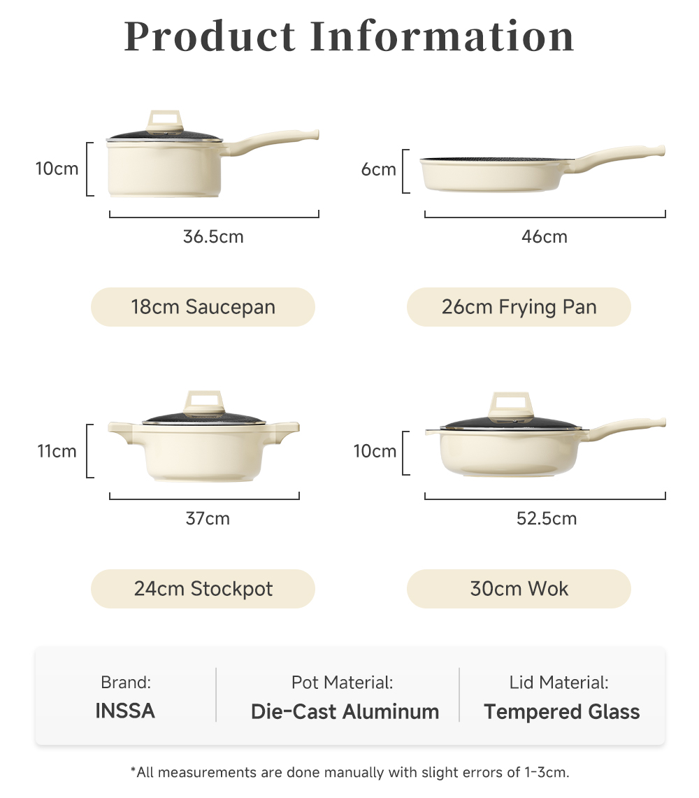 Simplus 24cm Fry Pan/28cm Wok/24cm Soup Pot/18cm Saucepan 4pcs/set Non ...