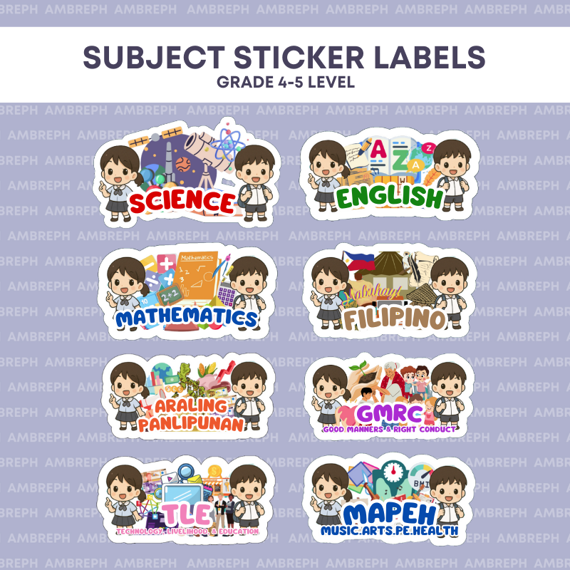 AMBREPH: SUBJECT LABEL STICKERS (SETA) PRICE PER SET l NOTEBOOK BOOKS ...