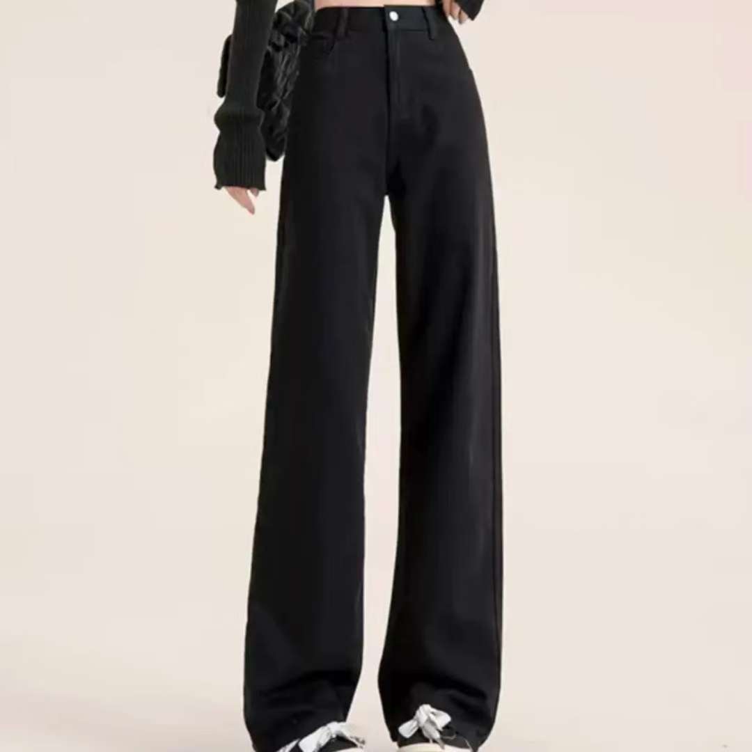 Lansite Jeans Women's pure black wide leg jeans Highwaisted pants ...