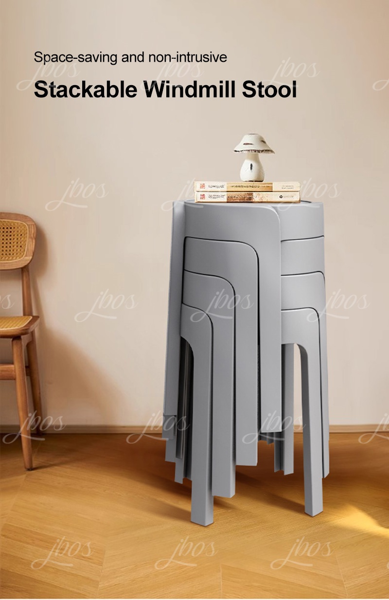 Jbos Stackable Nordic Round Stool Monoblock Thickened Plastic Household ...