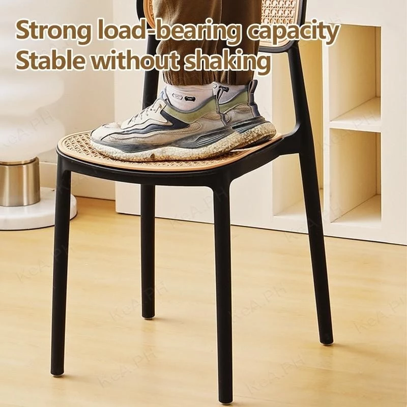 Nordic Thick Rattan Chair With Backrest Plastic Vine Woven Outdoor ...