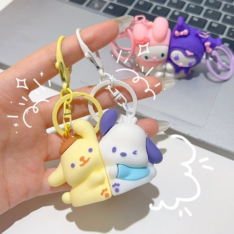 Magnetic Puppy Key Chain Couple Magnet Suction Cute Keychain Sweet ...