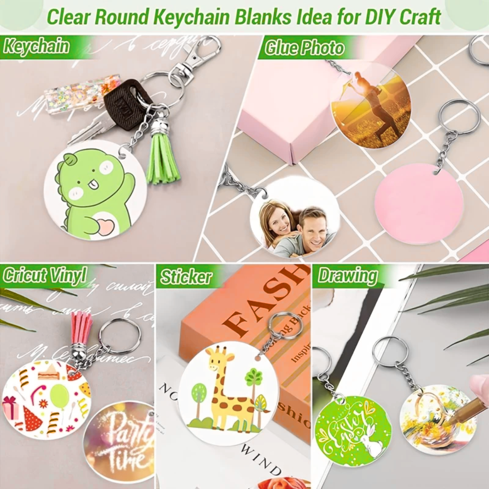 10 Sets of Blank Clear Transparent Clear Acrylic Keychains with ...