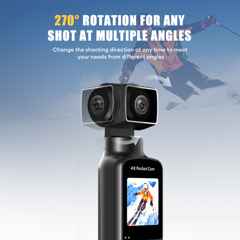 4K Ultra HD Pocket Action Camera 1.33 Inch Anti Shake 270° Rotation ...
