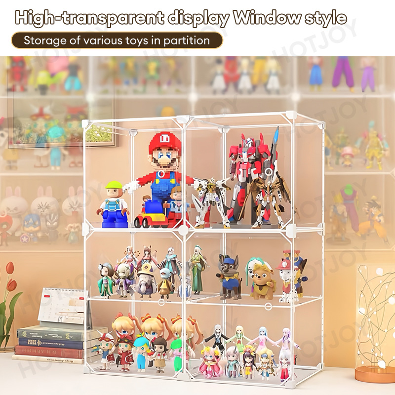 HOTJOY Transparent Display Case Boxes Toy Stackable Magnetic Dustproof ...