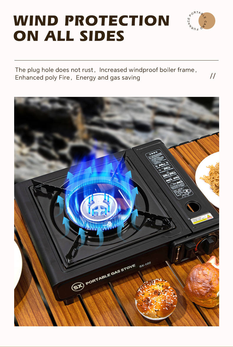 Chauffage à Gaz Portable 2en1 + Cuisinière - 1,7KW, Butane
