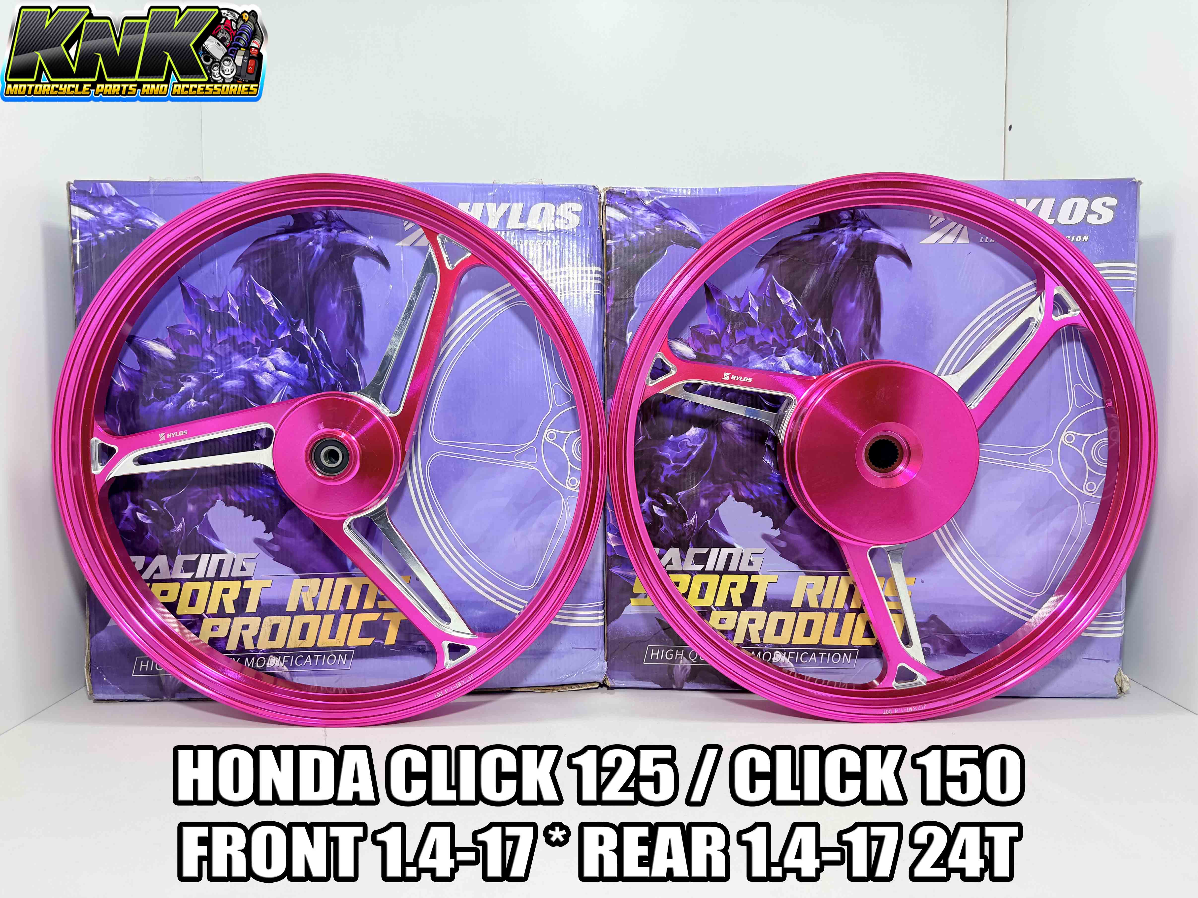 HYLOS CNC MAGS 17s 3 SPOKES 24T FOR HONDA CLICK 125 / CLICK 150 (100% ...