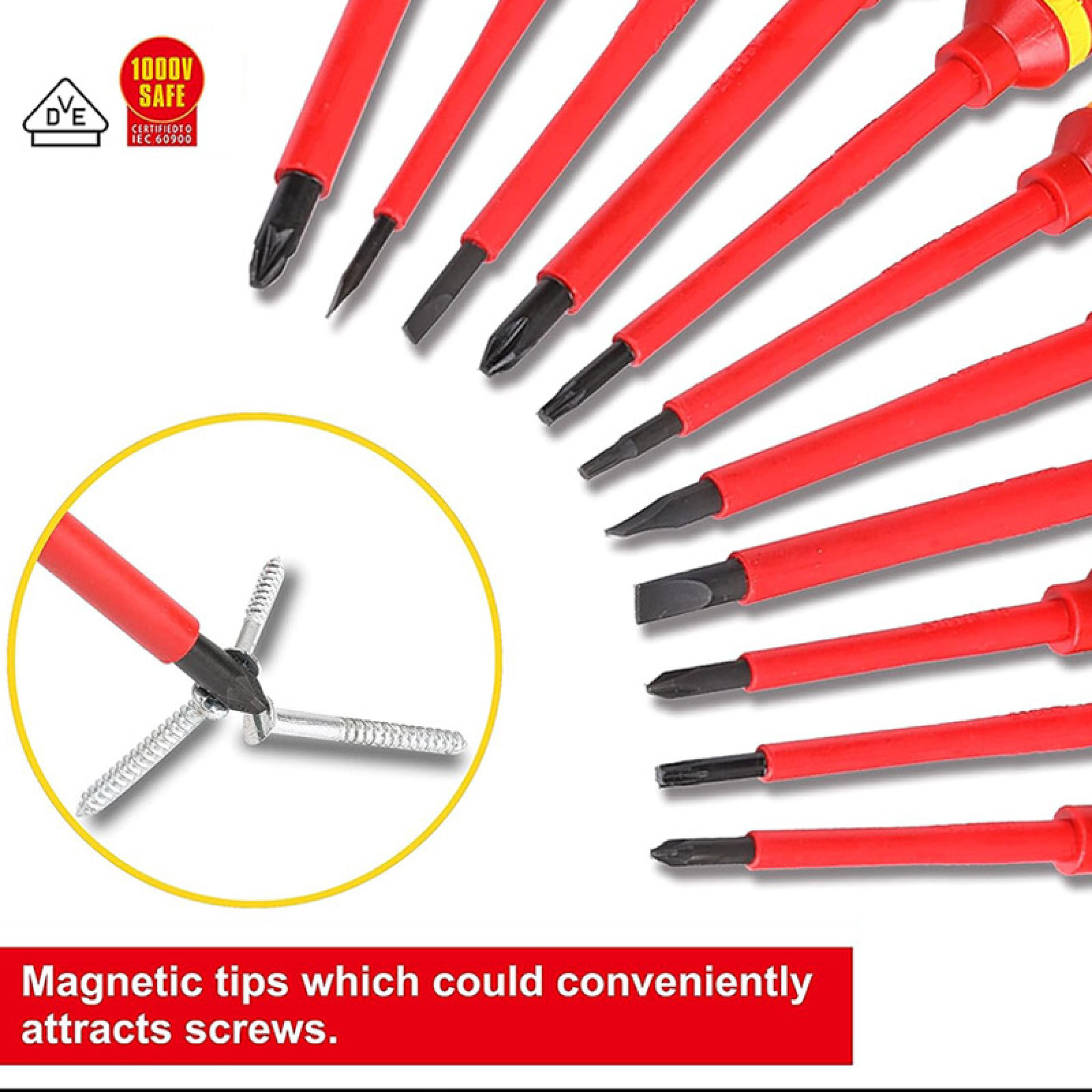 13pcs Electrician Repair Tools Kit 1000V Changeable Insulated ...