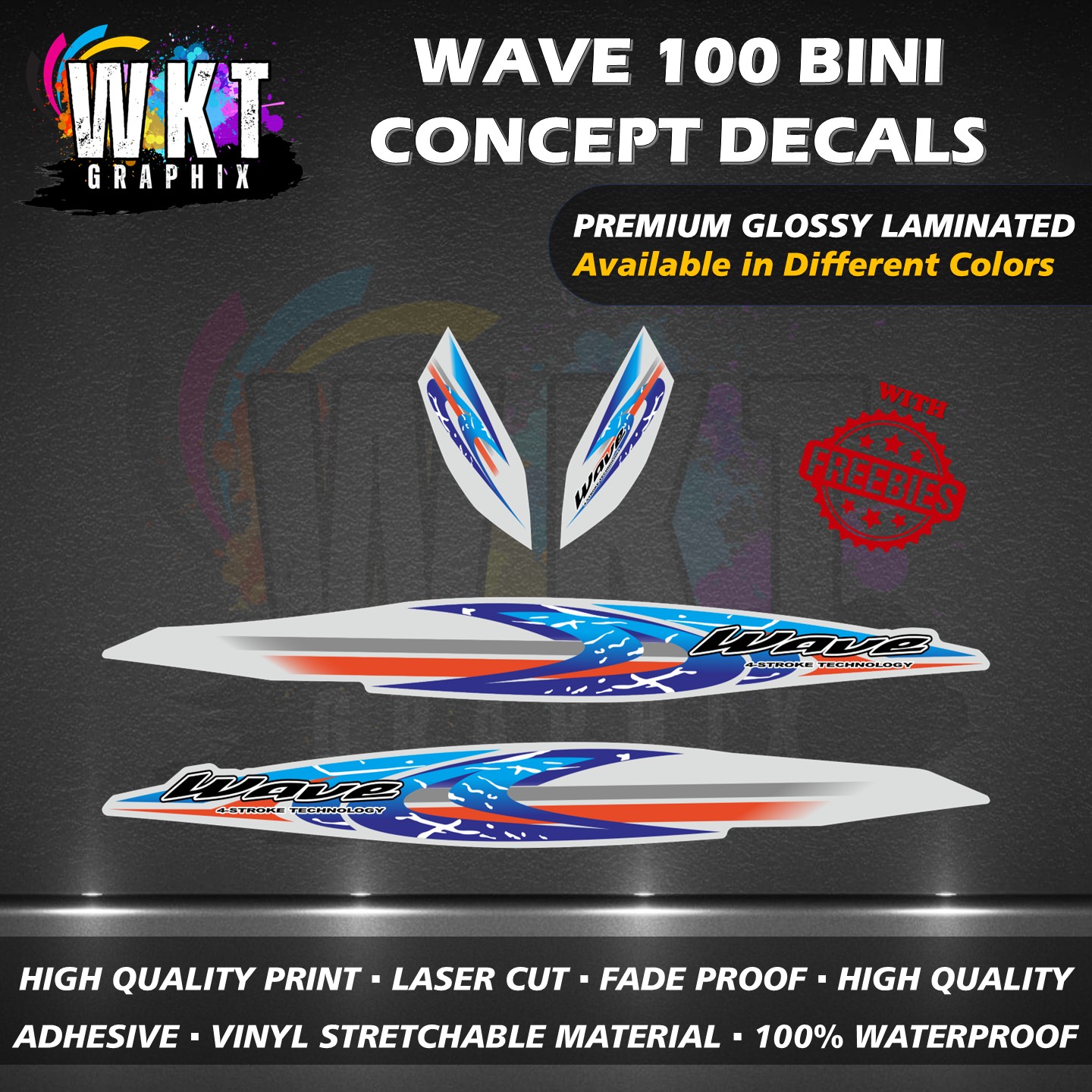 HONDA WAVE 100 BINI CONCEPT DECALS STICKER (WATERPROOF, LAMINATED, FADE ...
